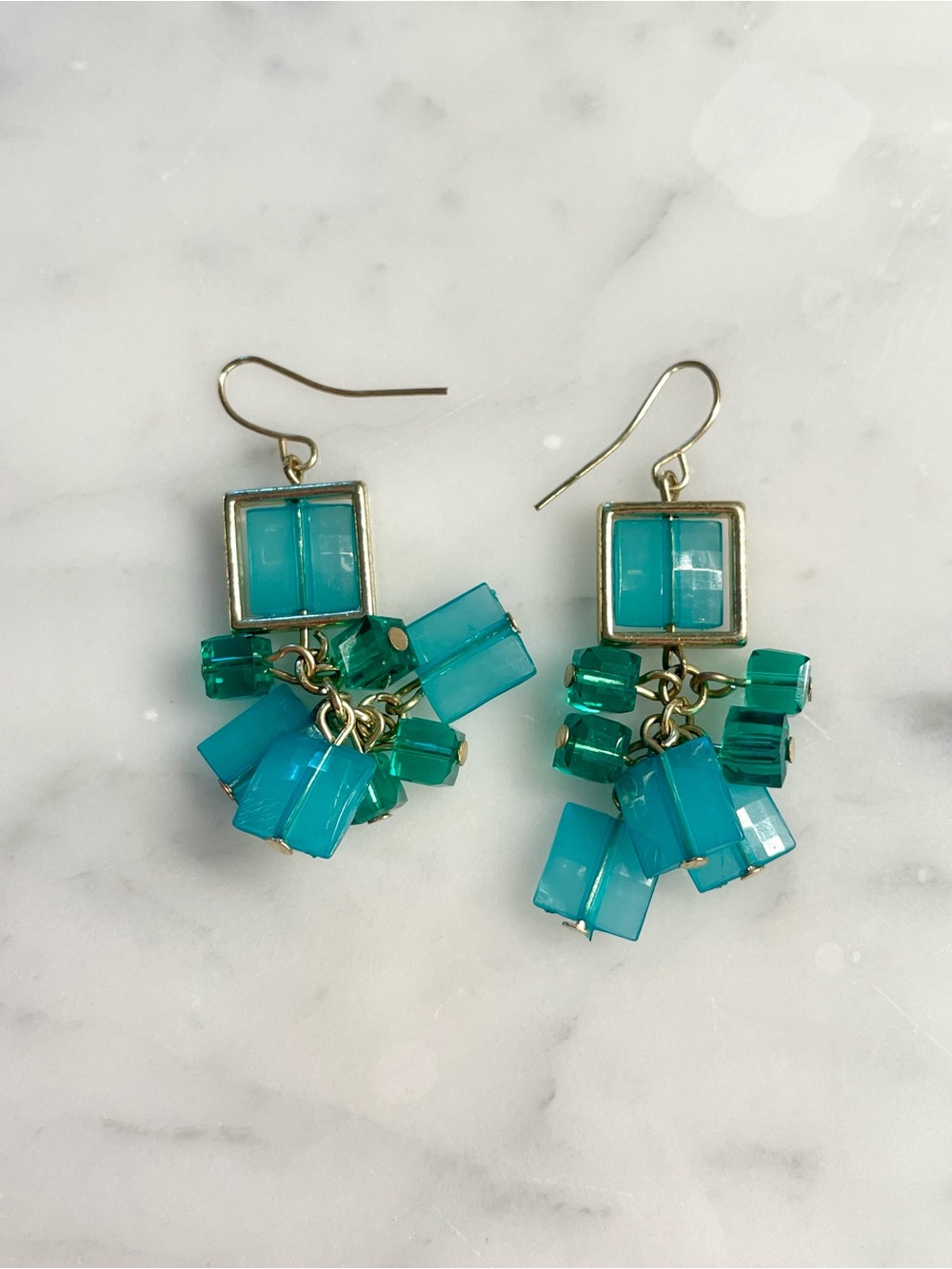 Blue/Green Dangle Earrings by M. Haskell